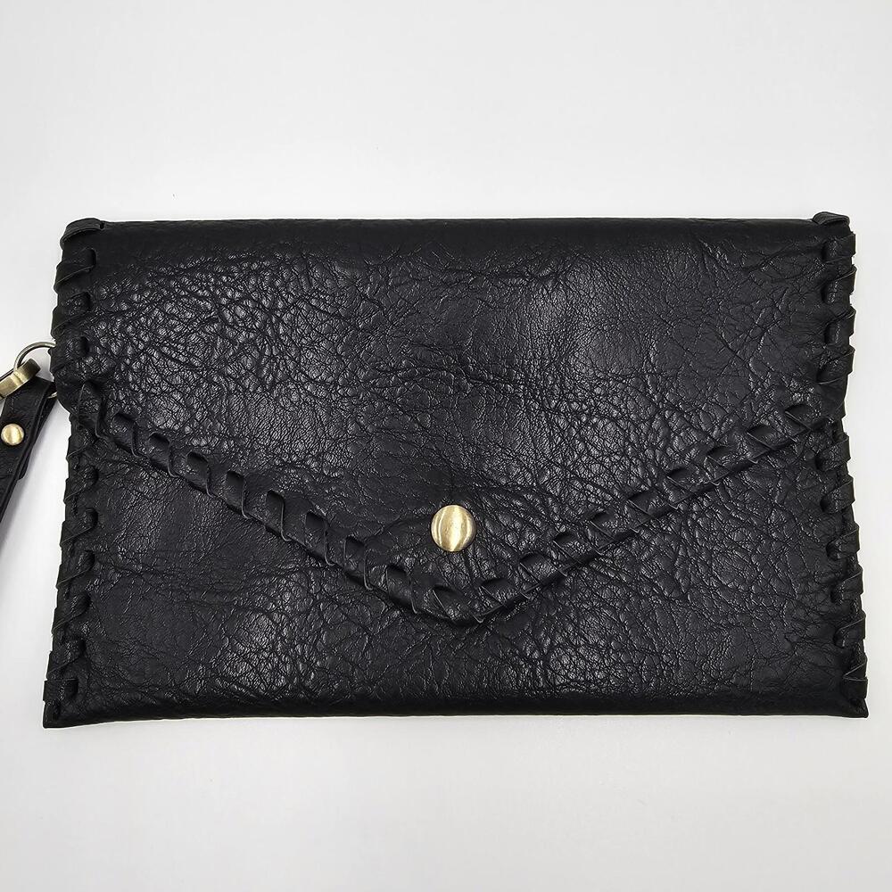 Black Vegan Leather‎ Wristlet Motorcycle Bag
